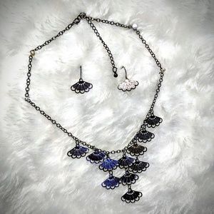 Black Bronze Necklace and Earrings Set